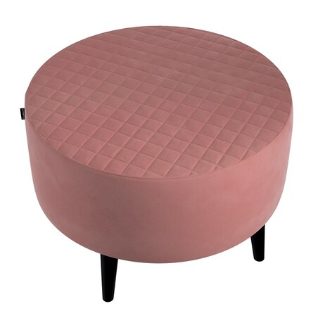 Podnóżek okrągły pikowany, koralowy róż, Ø60 x 40 cm, Velvet