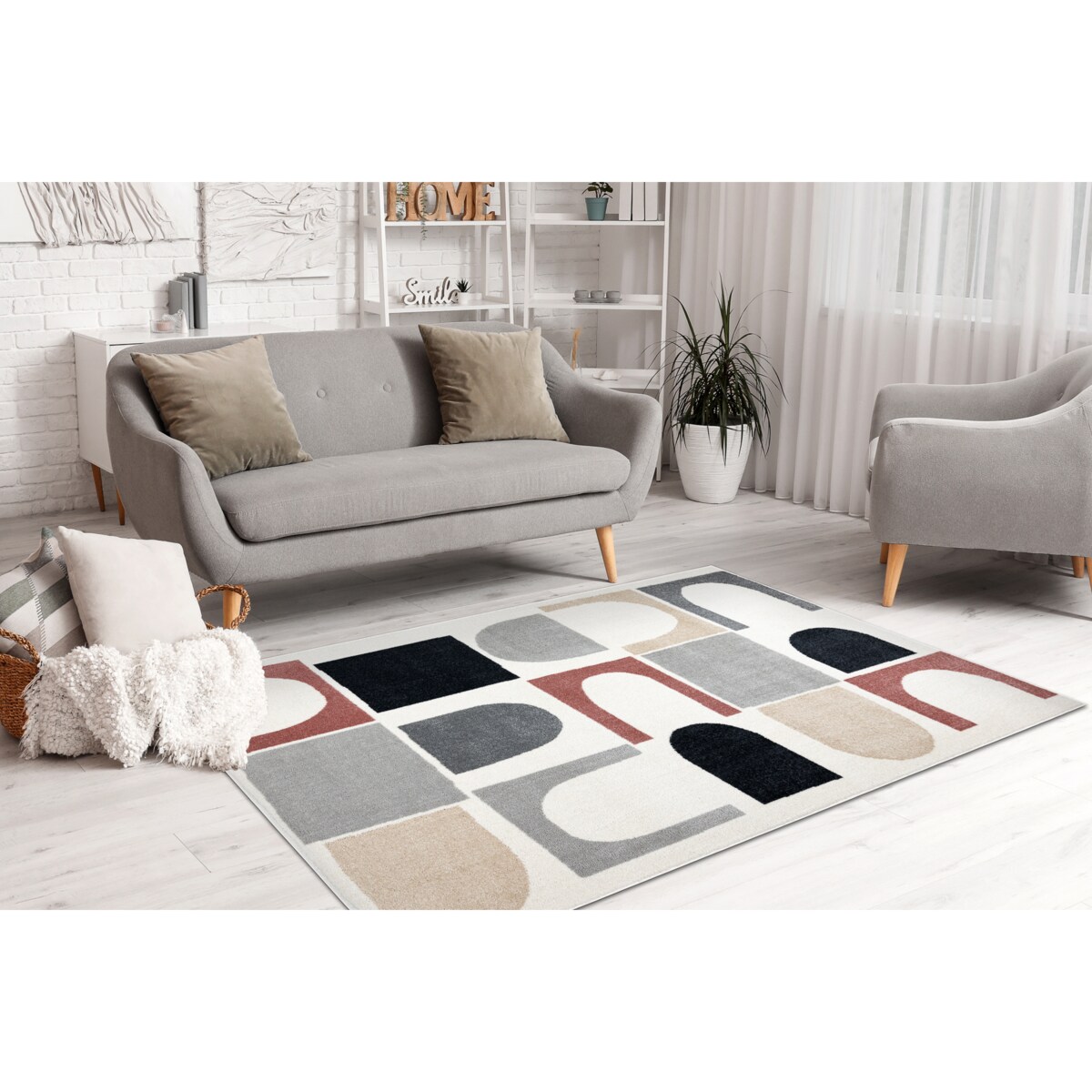 Dywan FUSION 0213 biały / ciemny róż - 140x190 cm