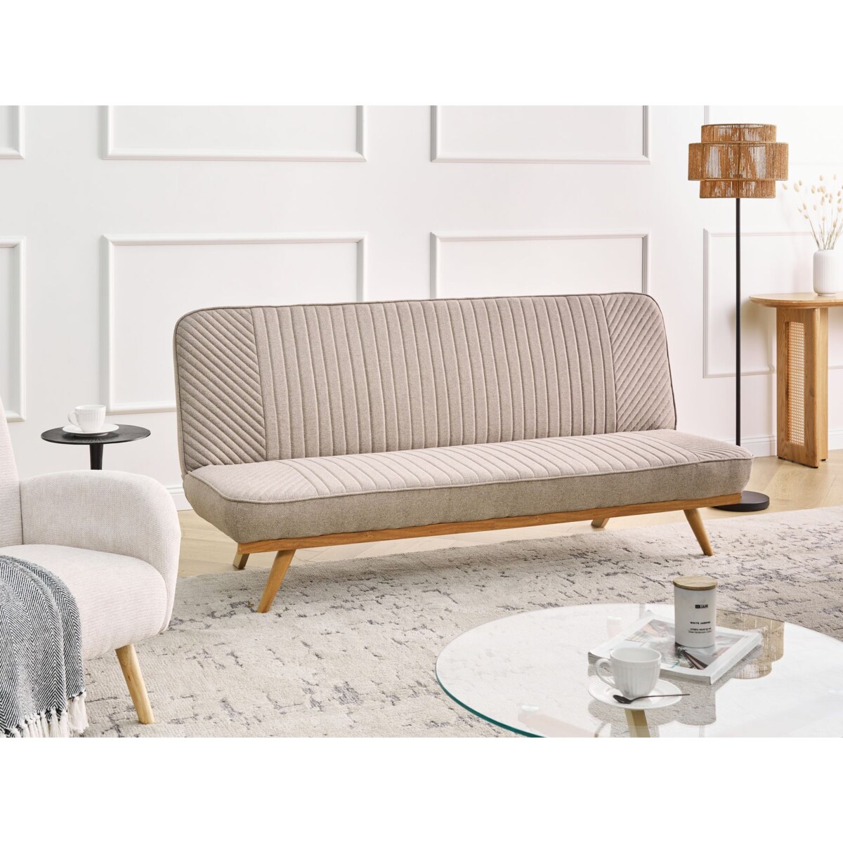 Sofa rozkładana dla 2 osób KALFAFEL Jasnobrązowy