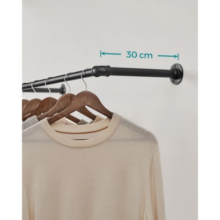 INDUSTRIALNY WIESZAK DRĄŻEK ŚCIENNY NA UBRANIA - CZARNY