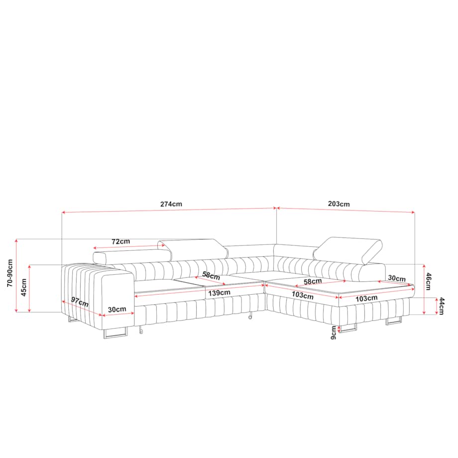 Narożnik NOLA do salonu, na złotych nogach-lewostronny-Catch Me 01- mleczny