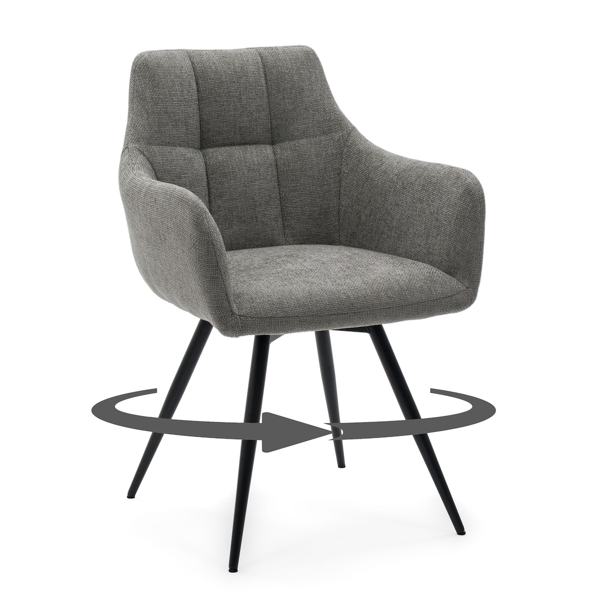 Krzesło tapicerowane obrotowe szenilowe do salonu LUGANO szare