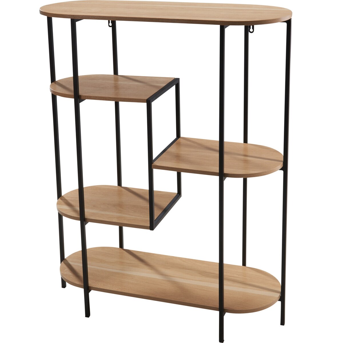 Regał na książki, 5 poziomów, 77 x 30 x 95,5 cm, na metalowym stelażu