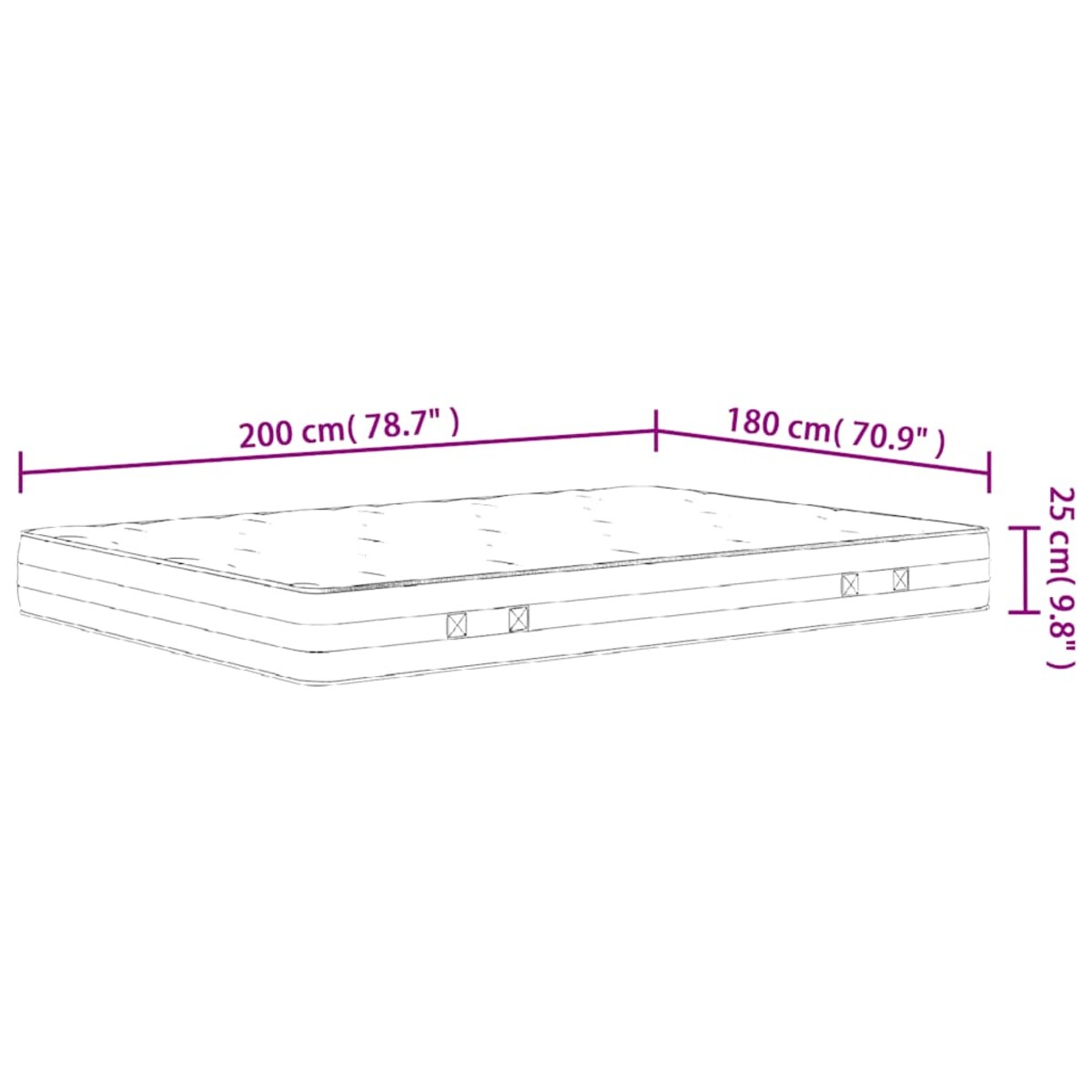 vidaXL Materac kieszeniowy, średnia twardość, 180x200 cm