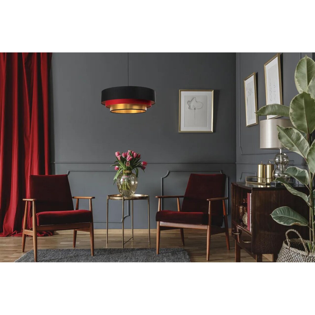 Lampa wisząca TRIO MIX czarna/czerwona/złota