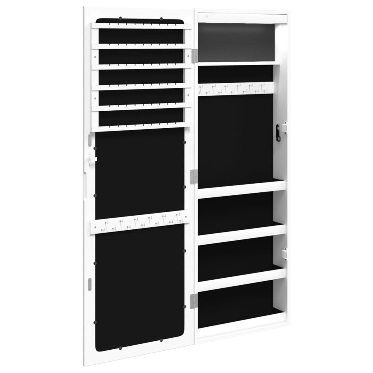 vidaXL Szafka ścienna na biżuterię, z lustrem i LED, biała