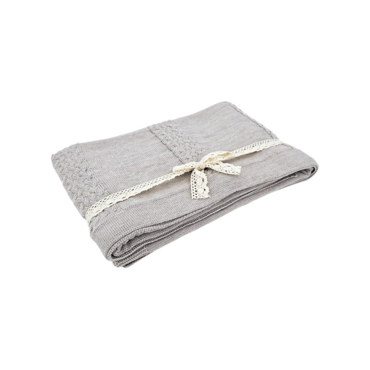 Koc dzianinowy z wełny MERINO 150x200 cm – FLORENCE SAND