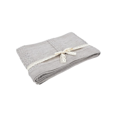 Koc dzianinowy z wełny MERINO 150x200 cm – FLORENCE SAND