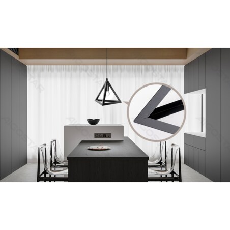 żelazna lampa wisząca piramida industrialna czarna e27