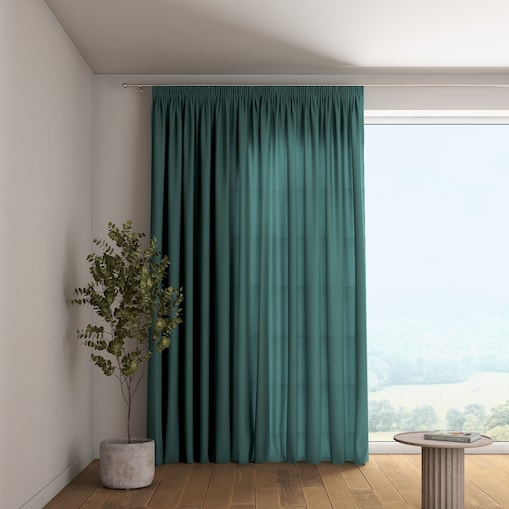 Zasłona na taśmie marszczącej 1 szt. 130x245 zgaszona szmaragdowa zieleń