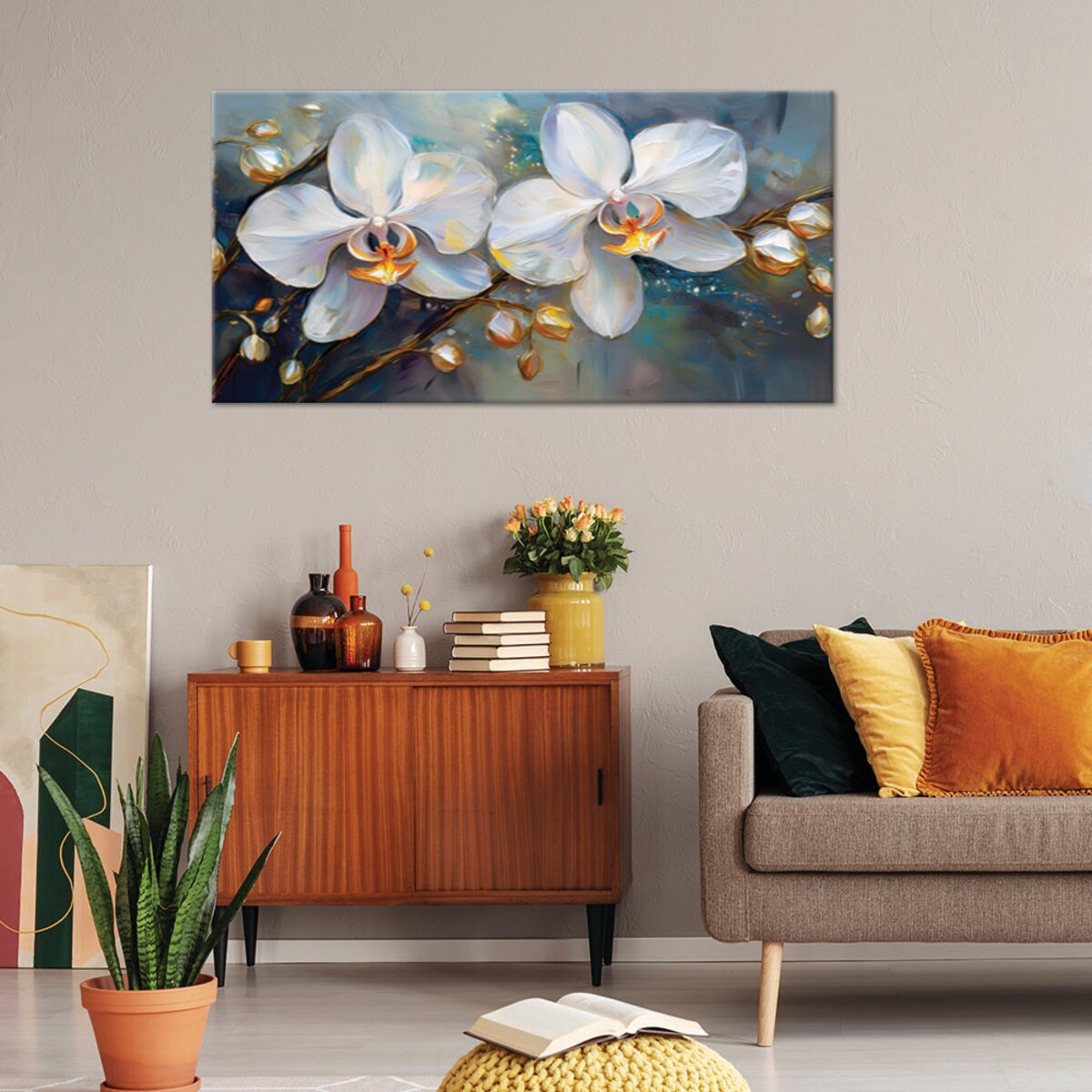 Obraz do salonu sypialni na ścianę Orchidea Storczyki Białe Kwiaty 120x60