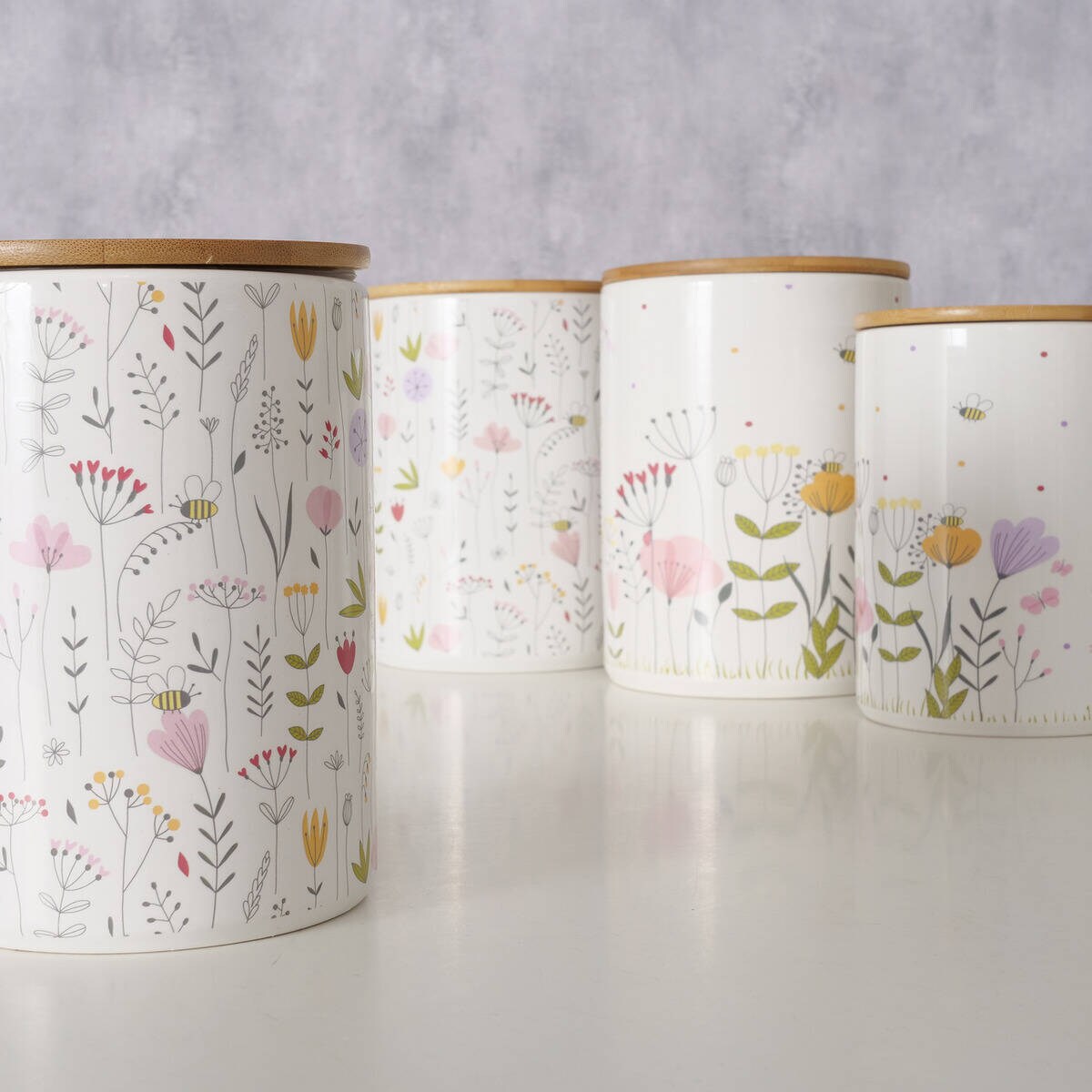 Pojemniki kuchenne ceramiczne w polne kwiaty FLORINA, 2 sztuki