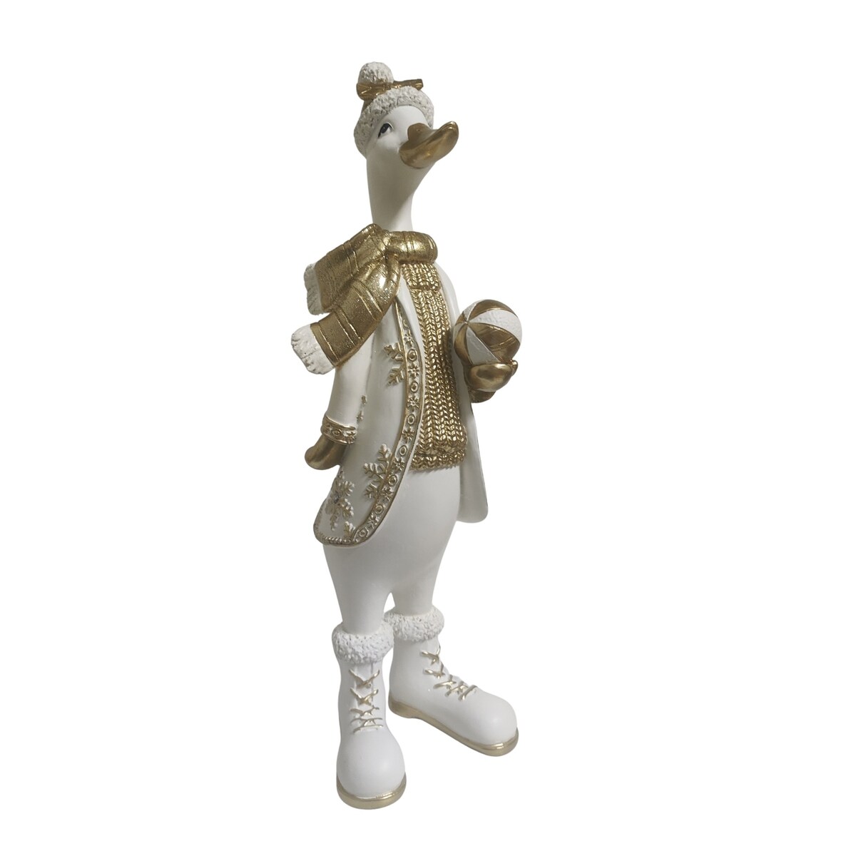 Dekoracja - figurka gęsi z bombką 34x10,5x13 cm ANSERO w białych butach