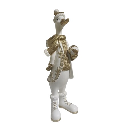Dekoracja - figurka gęsi z bombką 34x10,5x13 cm ANSERO w białych butach