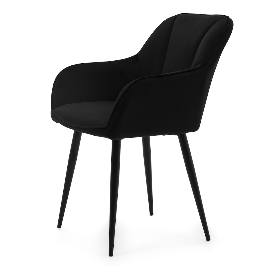 Krzesło tapicerowane welurowe LAGO velvet aksamit czarne