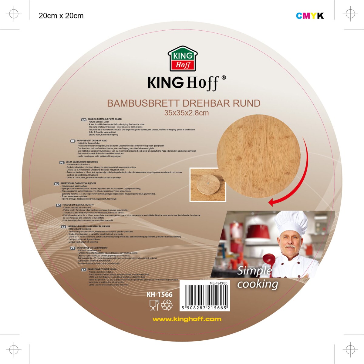 Taca Deska Obrotowa Do Serwowania Pizzy 35Cm Kinghoff Kh-1566