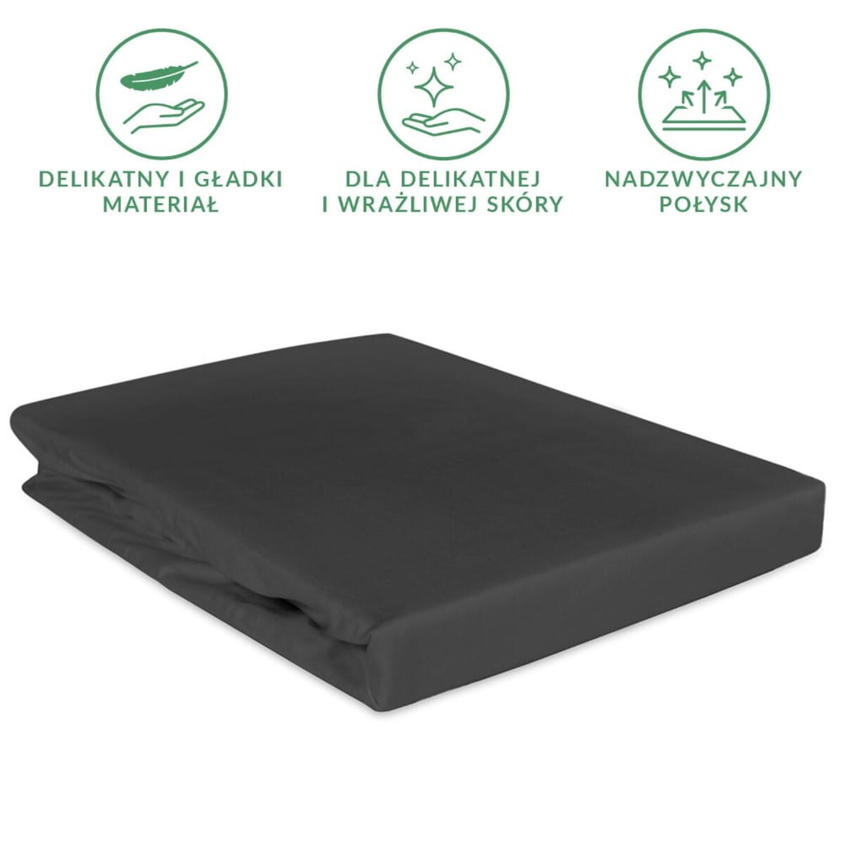 Prześcieradło satynowe z gumką 90x200 kolor Czarny