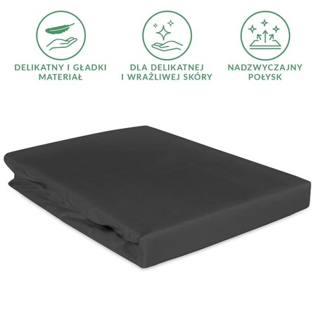 Prześcieradło satynowe z gumką 90x200 kolor Czarny