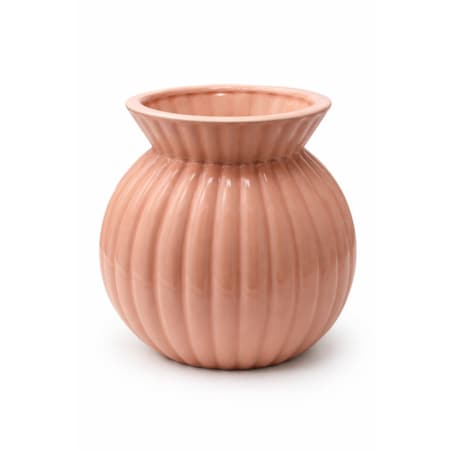Wazon ceramiczny okrągły prążkowany 19x17x17 cm ASTRID różowy