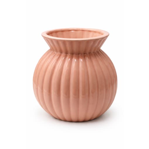 Wazon ceramiczny okrągły prążkowany 19x17x17 cm ASTRID różowy