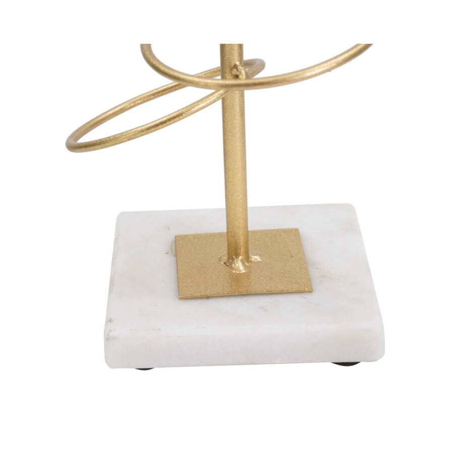 Świecznik dekoracyjny Rings, 14 x 13 x 50,5 cm, świecznik na świecę, złoty, biały, żelazo, marmur, Mauro Ferretti