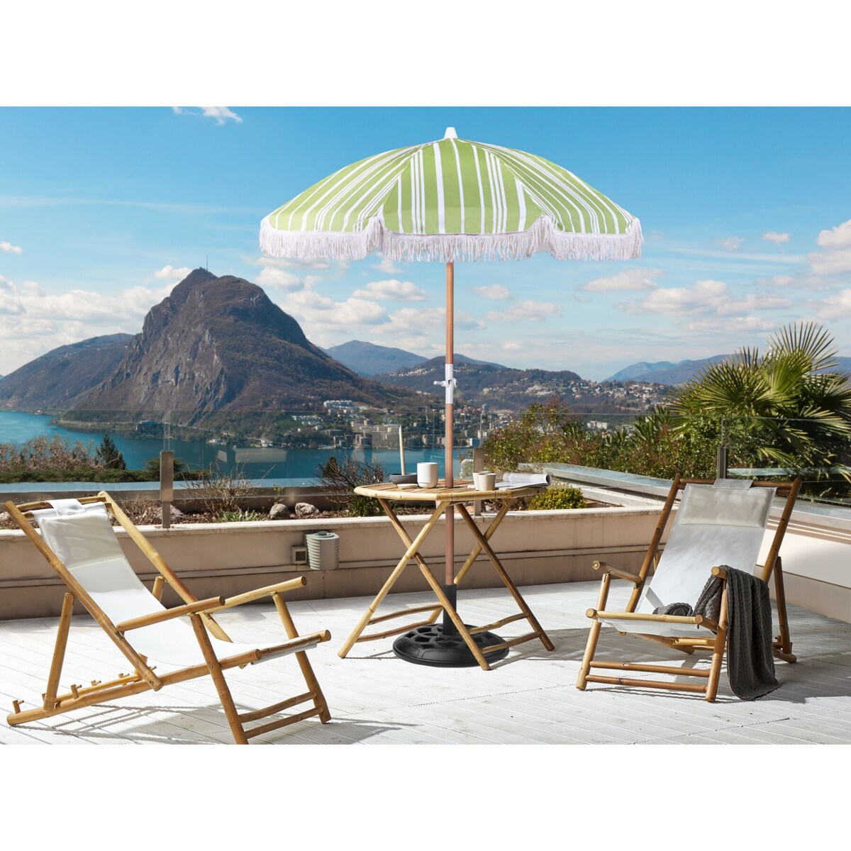 Parasol ogrodowy ⌀ 150 cm zielony z białym MONDELLO