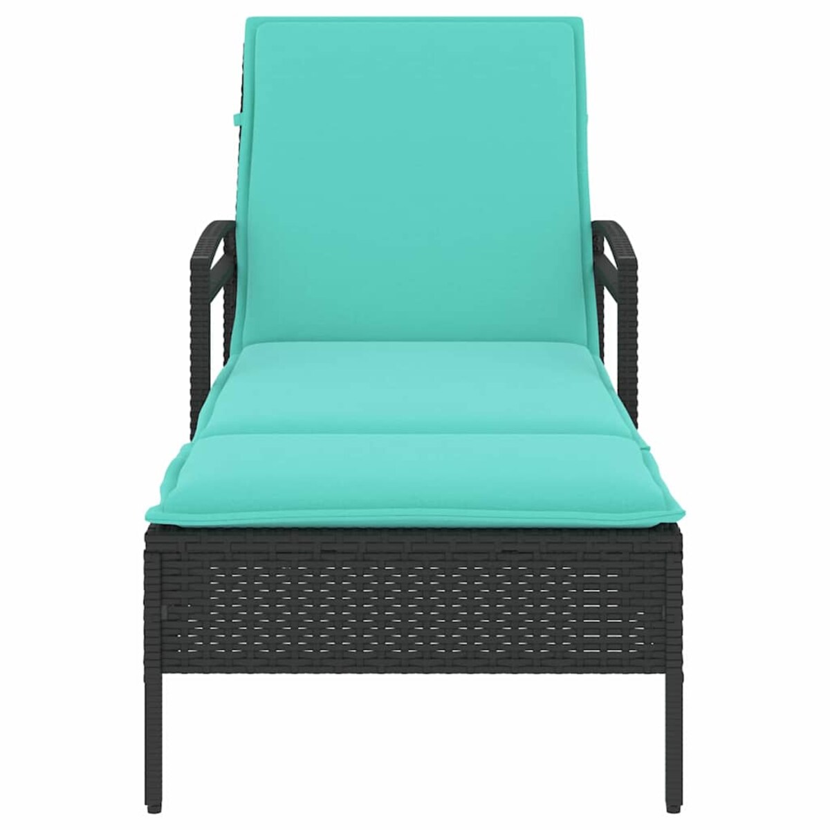 vidaXL Leżak z poduszką czarny 63x200x81 cm polirattan (tylko w USA)