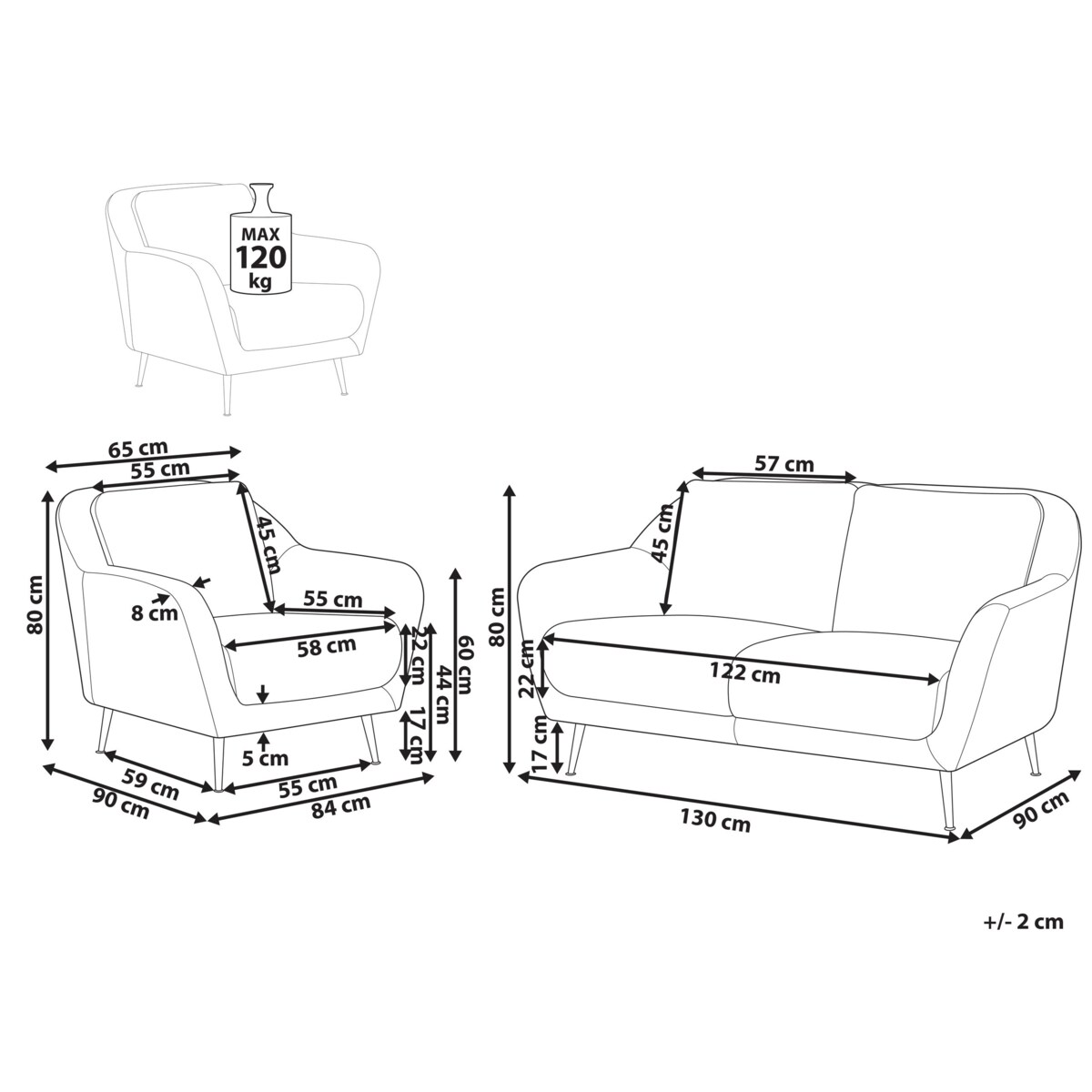 Komplet wypoczynkowy dla 3 osób EIBY Szenil Czarny