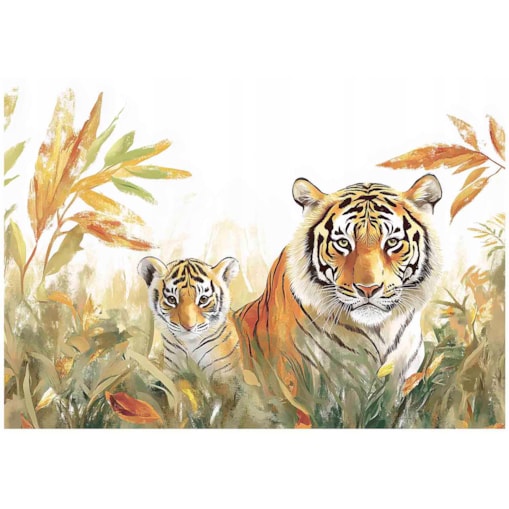 Fototapeta Dla Dzieci Na Flizelinie Tygrys Dżungla Beżowy 350x250