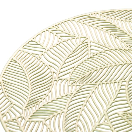 Podkładka Ażurowa Na Stół Okrągła W Listki Ozdobna 37 Cm Złota