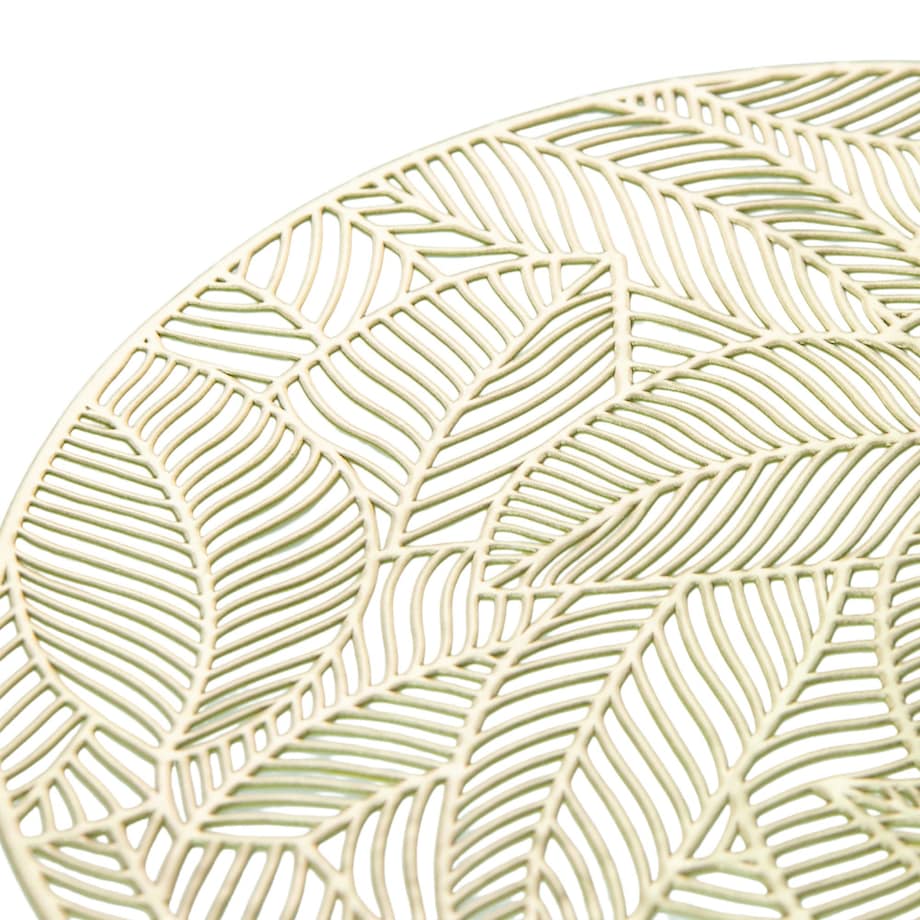 Podkładka Ażurowa Na Stół Okrągła W Listki Ozdobna 37 Cm Złota