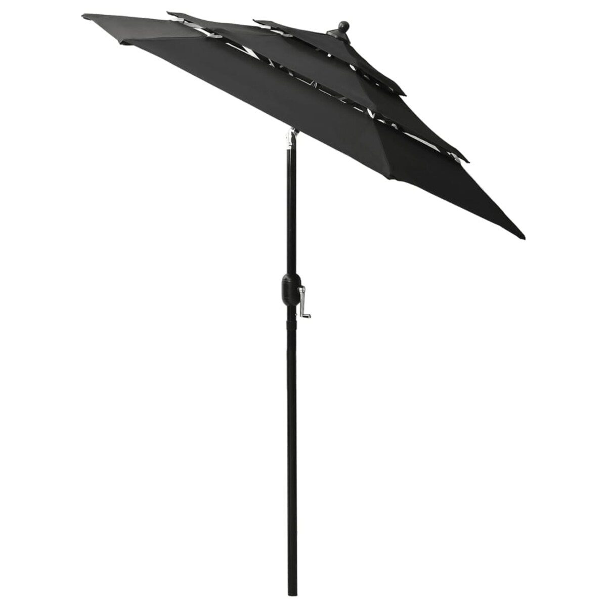 vidaXL 3-poziomowy parasol na aluminiowym słupku, czarny, 2 m