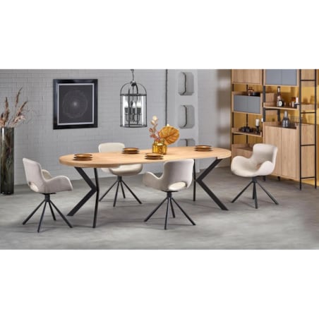 Stół okrągły rozkładany PERONI 100(250)x100 dąb/czarny