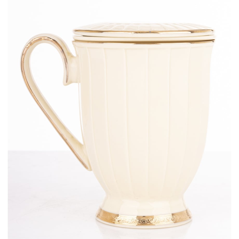 Kubek 400 ml porcelanowy z zaparzaczem 9x12,5x12,5 cm VIENNA-2 ecru