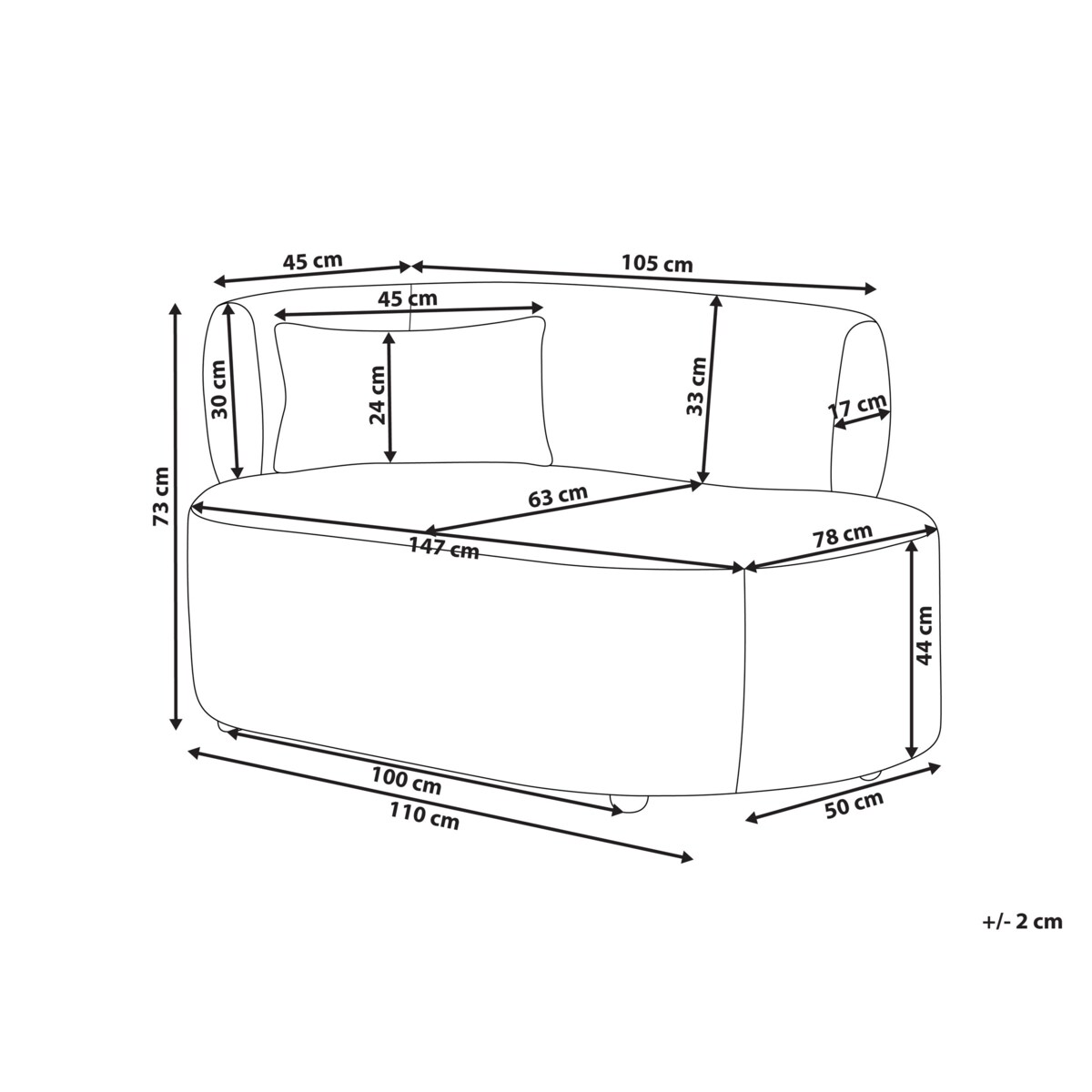 Szezlong lewostronny VANVEY Sztruks Czerwony