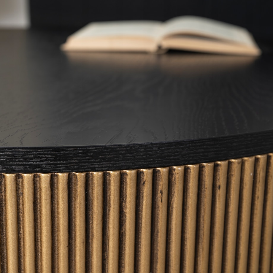 Stolik Kawowy Okrągły Duży Złoty Lamel Nowoczesny Okrągła Ława MIRACLE MAX