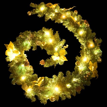 vidaXL Świąteczna girlanda z lampkami LED, zielona, 2,7 m, PVC