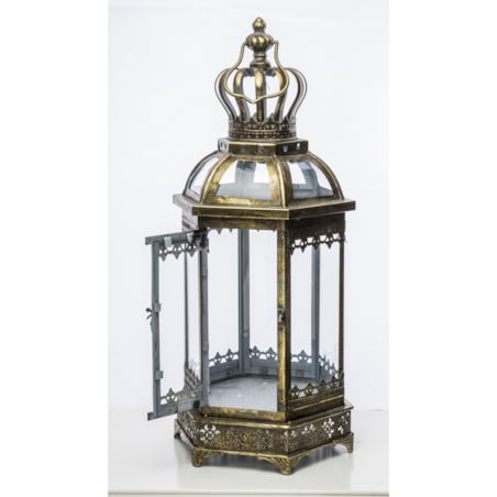Lampion metalowy złoty 64x25x22 cm COROLLA