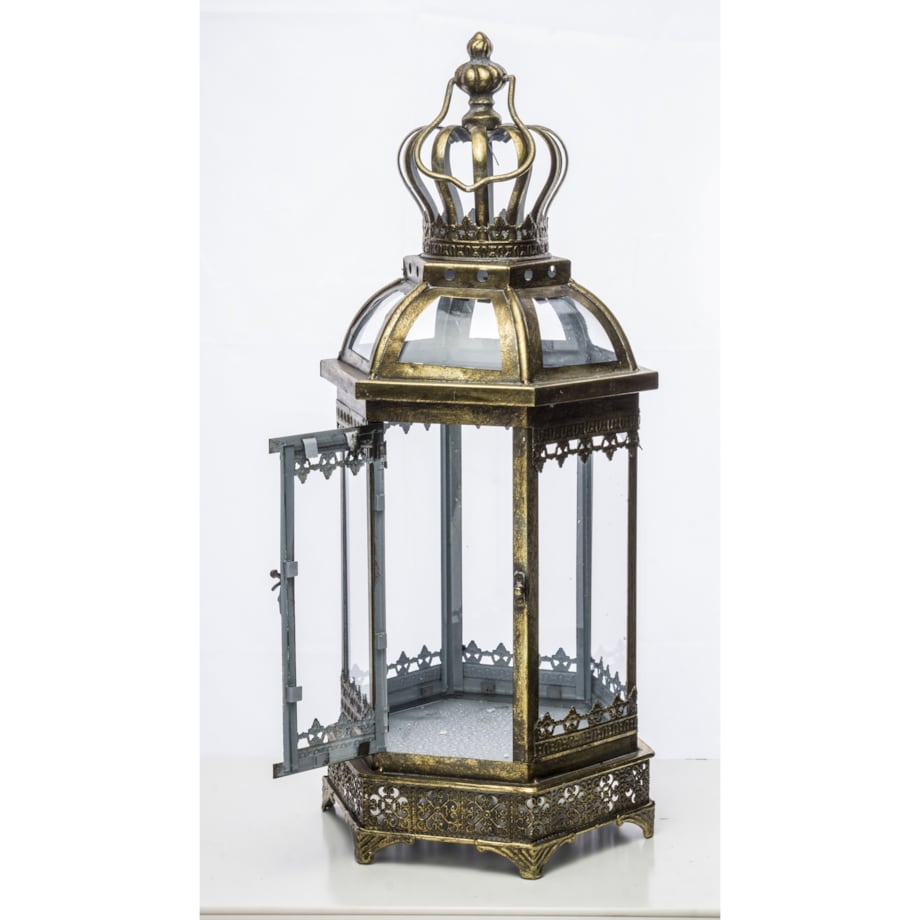 Lampion metalowy złoty 64x25x22 cm COROLLA