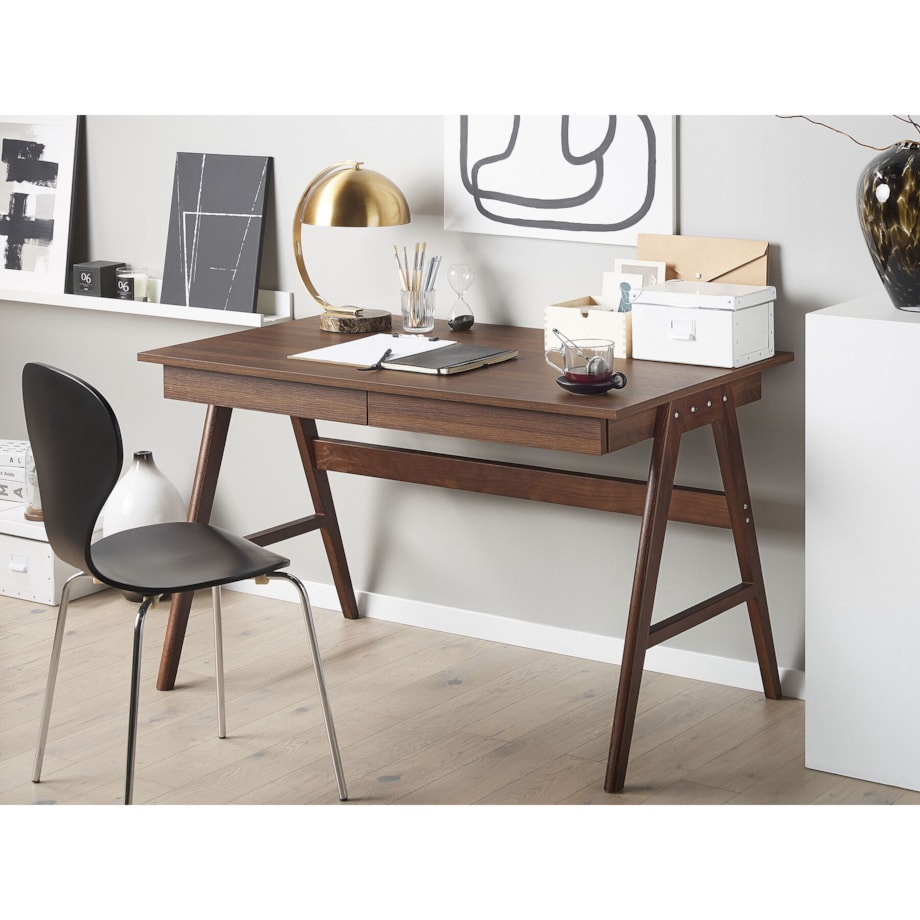 Biurko z szufladami 120 x 70 cm ciemne drewno SHESLAY