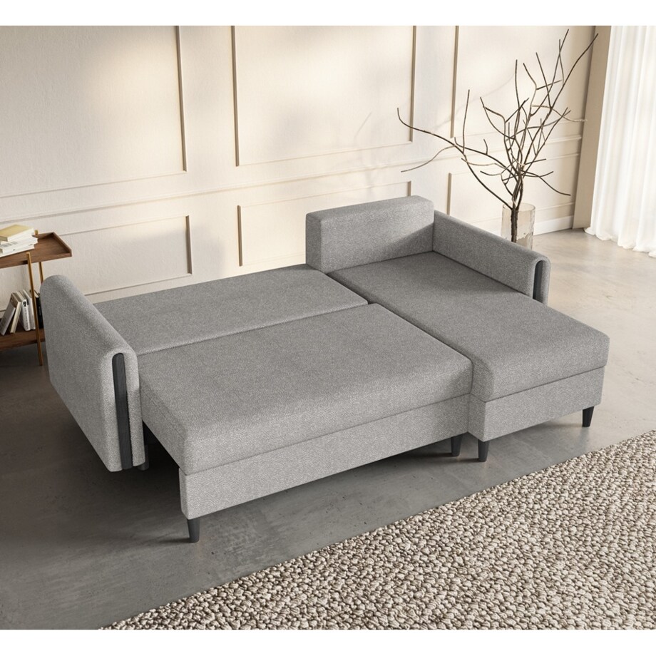 Narożnik GALOS z funkcją spania- szary- prawostronny