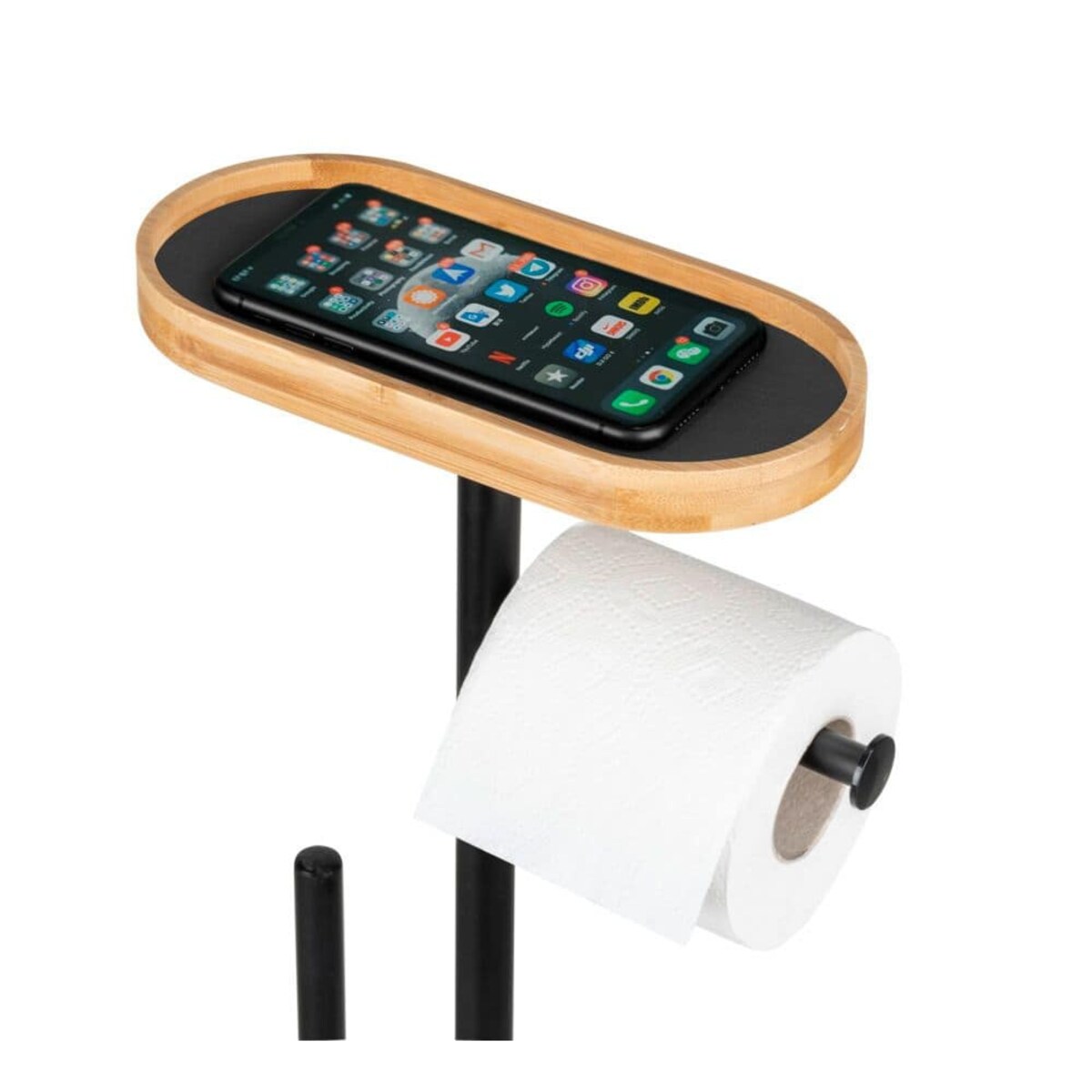 Stojak na papier toaletowy i szczotkę WC z półką na telefon RIVALTA, 4w1