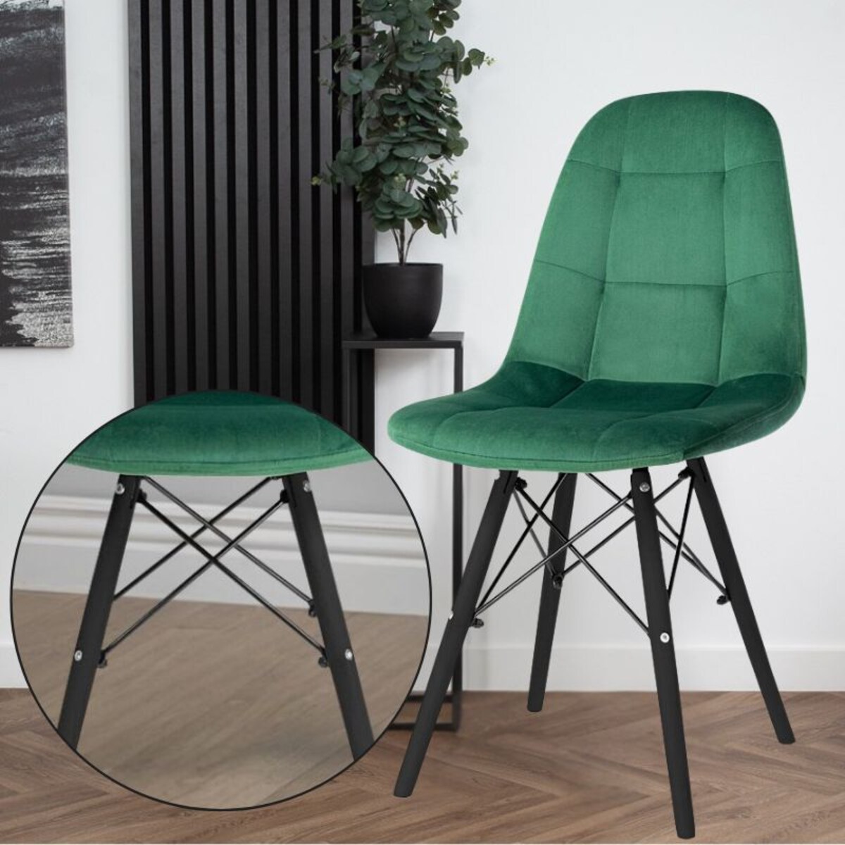 Krzesło skandynawskie tapicerowane welurowe do salonu jadalni