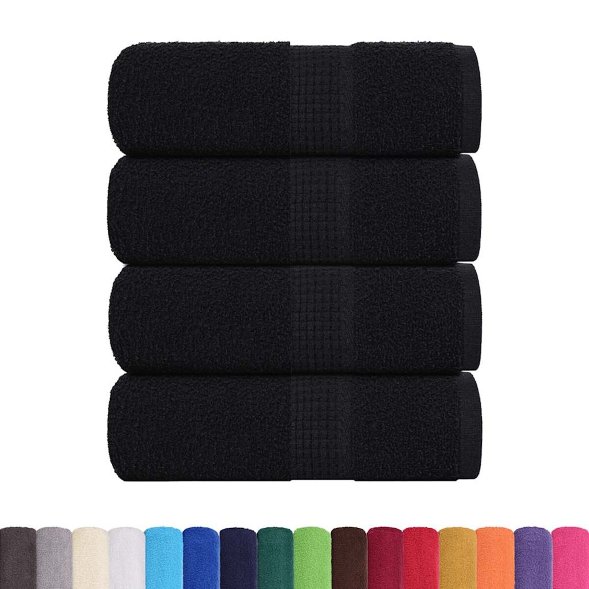 vidaXL Ręczniki, FROGN, 4 szt., czarne, 30x30 cm, 360 g/m²