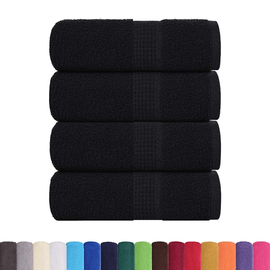 vidaXL Ręczniki, FROGN, 4 szt., czarne, 30x30 cm, 360 g/m²