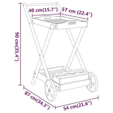 vidaXL Wózek kuchenny, 54x87x90 cm, lite drewno akacjowe