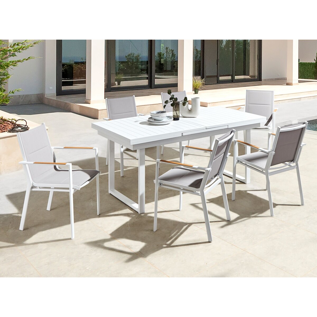 Zestaw ogrodowy dla 6 osób VALCANETTO/BUSSETO Metal Szary