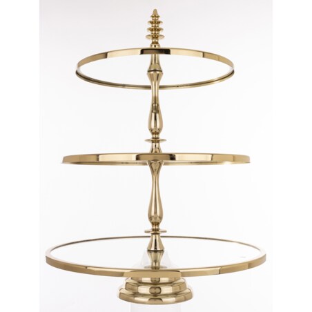 Patera szklana 3-poziomy 56x41x41 cm LONDA złota