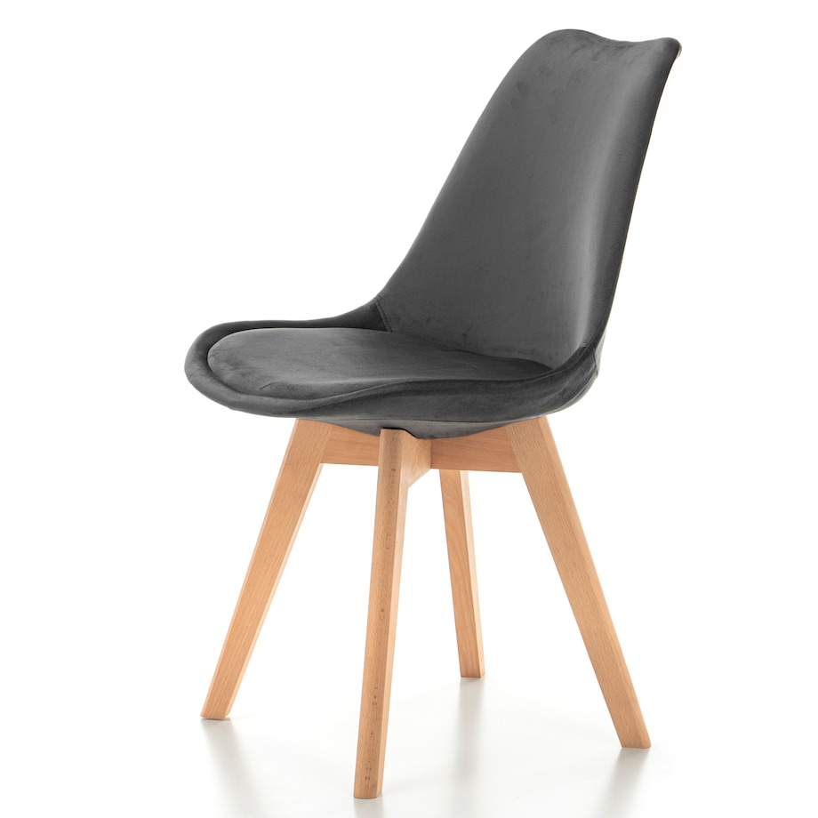 Krzesło skandynawskie z poduszką welurowe DUBLIN szare
