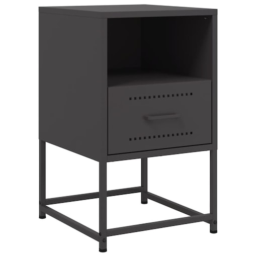 vidaXL Szafka nocna, czarna, 36x39x60,5 cm, stal